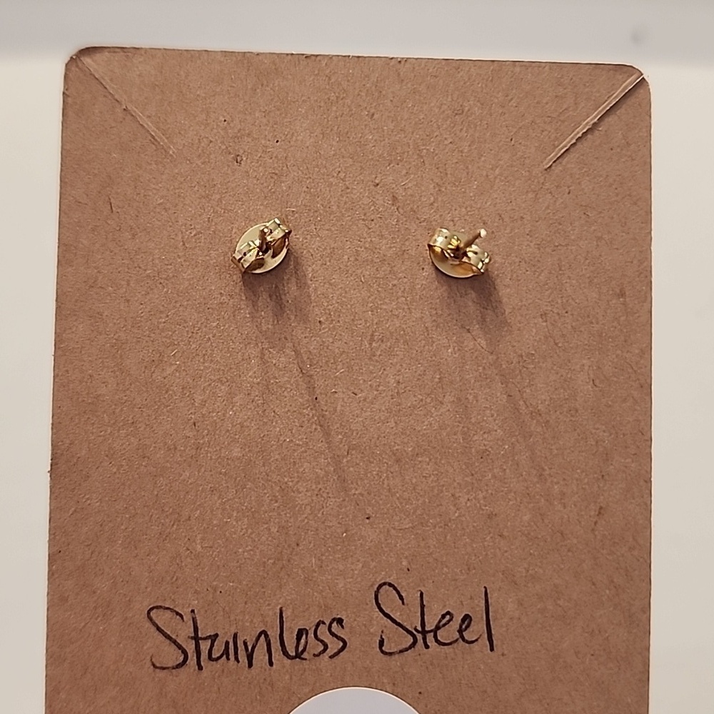 Gold NWOT Geometric Stainless Steel Stud Butterfly6 Earrings - Picture 5 of 6